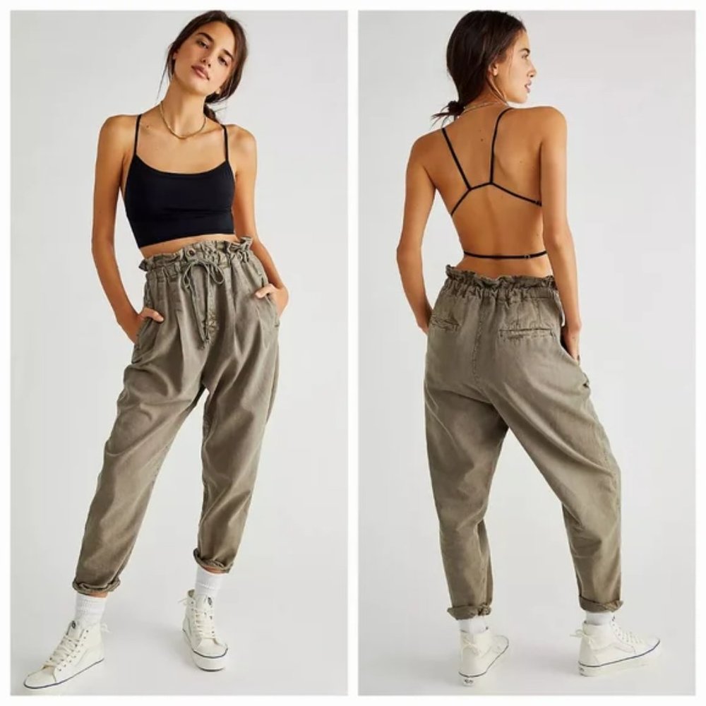 Free People We The Free Margate Pleated Trouser (paper bag pants) Sugar Kelp, XS